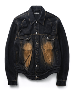 JUNTAE KIM - Gathered Denim Jacket - SS25 - BLACK